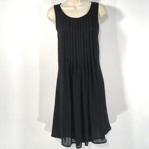 Vivienne Vivienne Tam LBD Black Dress Sz 6 Semi Sheer Popover Pleated A-Line